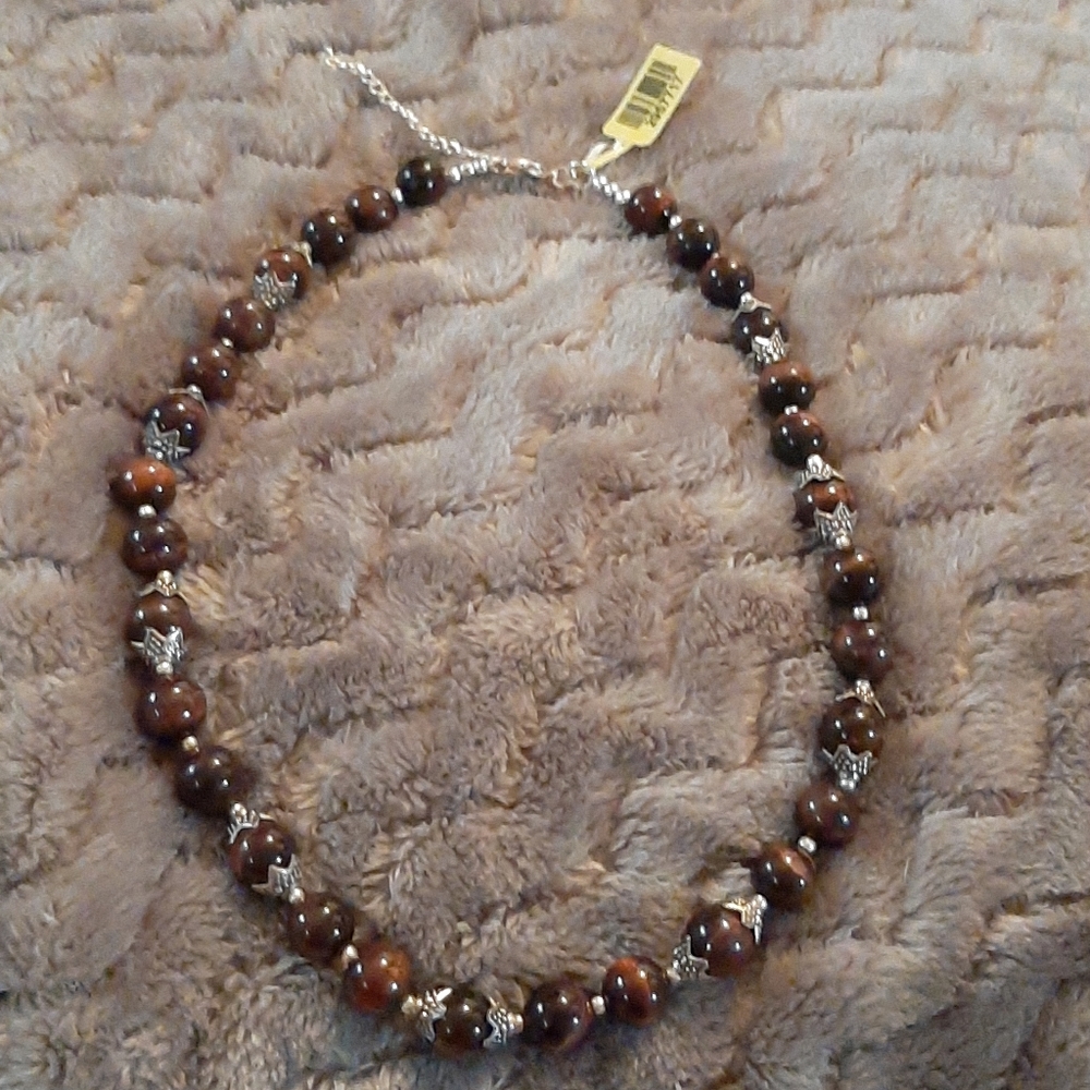 SALE. South African Tigers Eye Silver Necklace